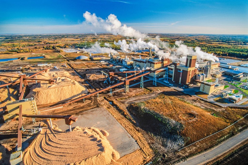 Aerial image of pulp mill, Athabasca, Alberta, Canada